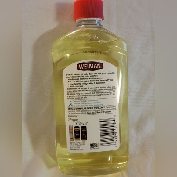 Weiman Lemon Oil, Furniture Wood Polish with UVX-15 Sunscreen 16 Oz SEALED - Picture 8 of 10